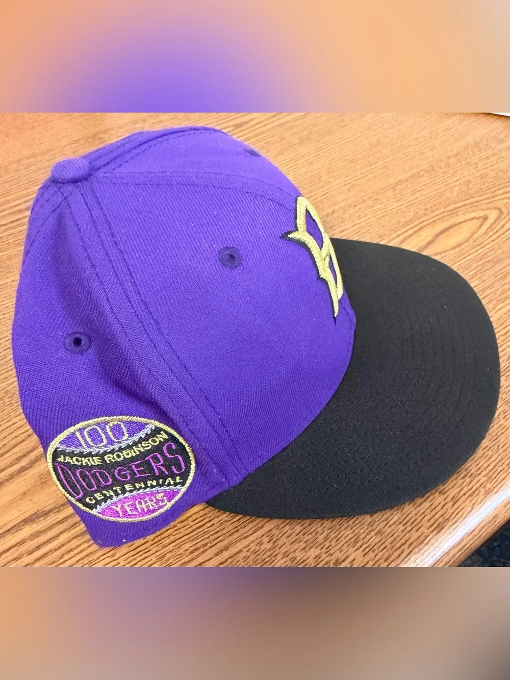 EUC Brooklyn Dodgers Jackie Robinson Patch rare purple New Era hat, size 7 3/4